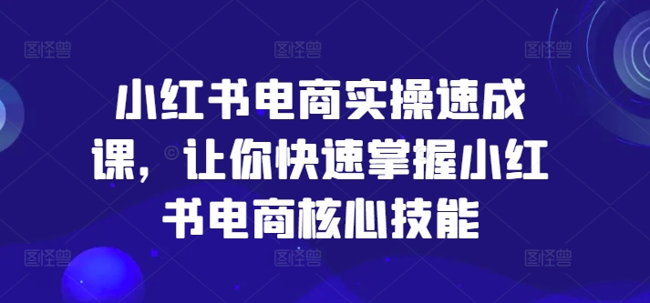 小红书电商实操速成课，让你快速掌握小红书电商核心技能-大海创业网