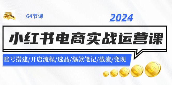 2024小红书电商实战运营课：账号搭建/开店流程/选品/爆款笔记/截流/变现-大海创业网